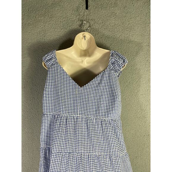 Old Navy Blue Gingham Smocked Tiered Maxi Dress Women’s Large Cottagecore - Picture 11 of 11